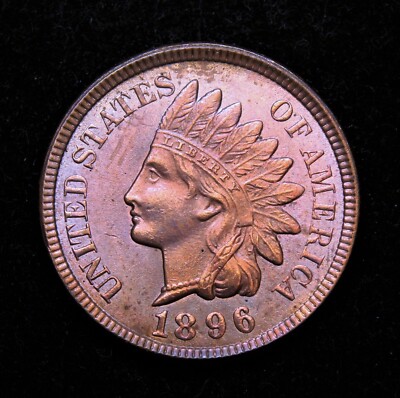 1896 Indian Head Cent penny   MS+++++R/B