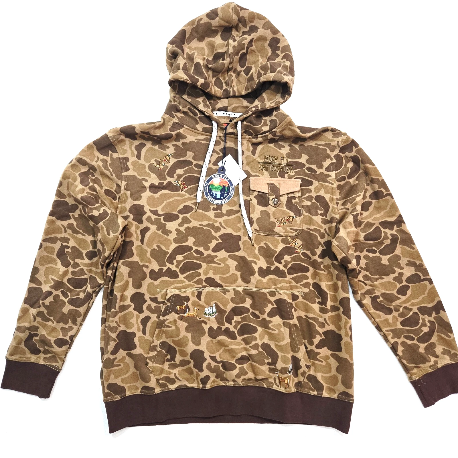 Born Fly Men's Brown Camo Retro Anytown USA Hoodie Jacket Designs Patchwork
Opens in a new window or