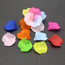 60 Pcs Mixed Color Frosted Acrylic Flower Petals Leaves Beads Charms 24mm