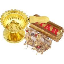 Holy Land Market Brass Incense Burner ( 3 Inches ) - Small with Incense and