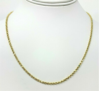 10K Solid Yellow Gold Necklace Gold Rope Chain 16''-30''