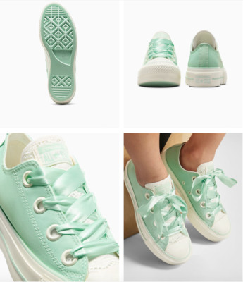 NEW Women's Converse All Star Lift Platform Matte Satin Bow LUXE Shoes A10300C