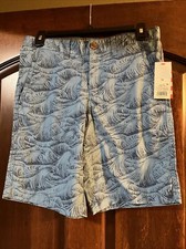 Cat Jack Chino Long Shorts Blue Wave Adjustable Waist Boy's Size 14 NWT