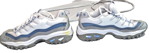 Zapatos deportivos vintage SKECHERS para mujer blancos y grises y azules con cordones SN2378 talla 7,5 - Imagen 8 de 18