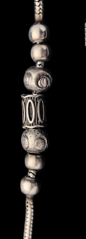 "Pulsera tobillera serpiente campanas jingling hecha a mano de plata de ley 925 vintage 10,5""" Foto 3 de 4