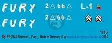 Peddinghaus 1/16 M4A3E8 Sherman Tank Markings depicted in 2014 Fury Movie 2845