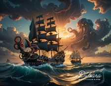 Digital image picture Pirate Ship Wallpaper Kraken's Revenge Digital art