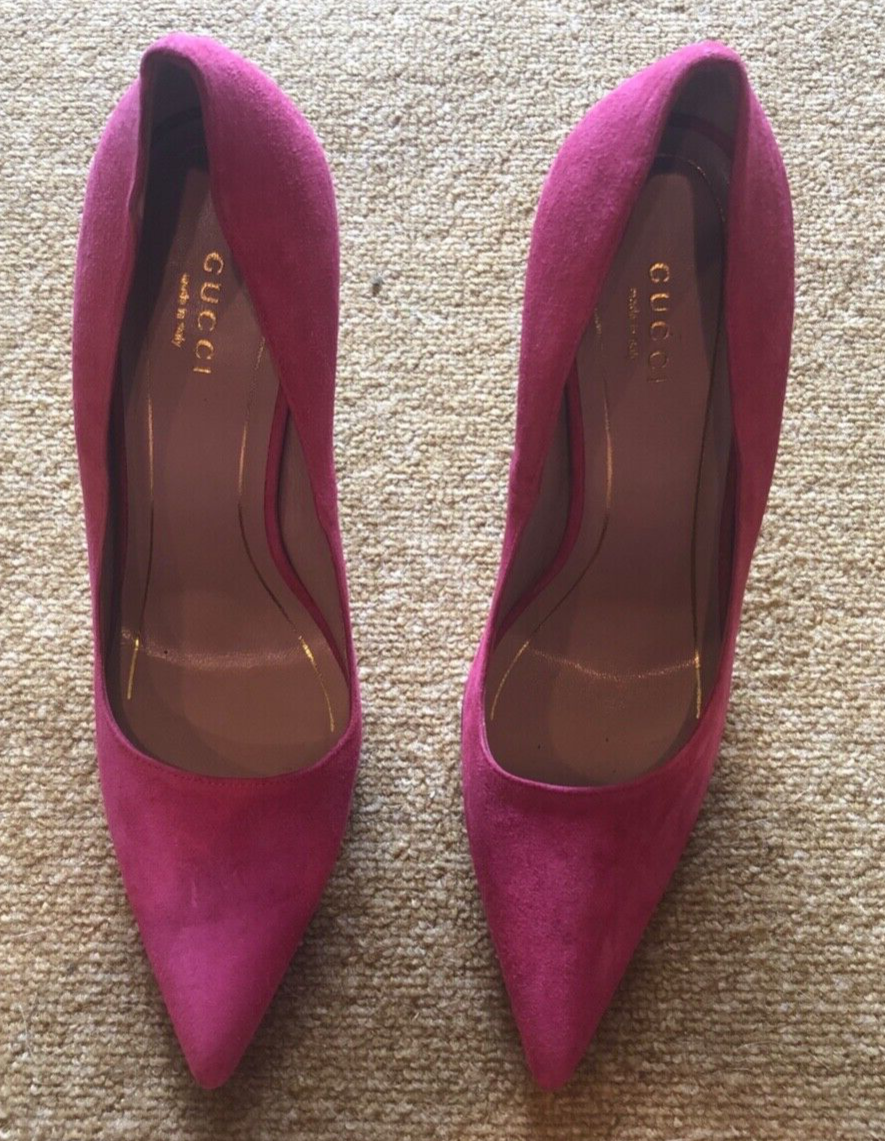 Pink Gucci Horsebit 388435 Adina Suede Pumps #12177-1 Size 38 | eBay