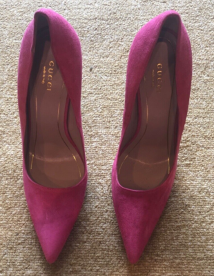 Pink Gucci Horsebit 388435 Adina Suede Pumps #12177-1 Size 38 | eBay