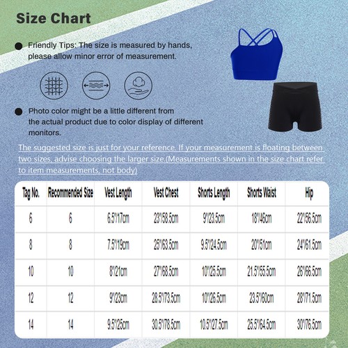 Kids Girls Tank Tops With Shorts Asymmetrical Vest And Boyshorts Set Dance - Picture 21 of 38