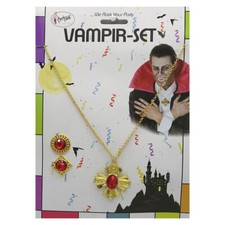 VAMPIR SCHMUCK / Halloween Karneval Mittelalter Halskette & Ringe Kostüm Party