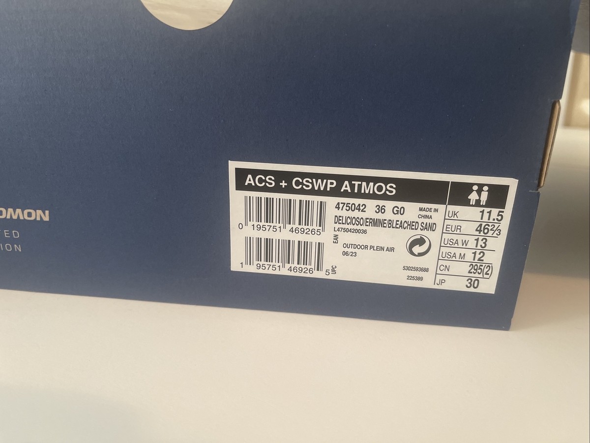 Atmos X Salomon ACS + CSWP 475042 Men’s Size 11.5 Delicioso Ermine Bleached Sand Atmos X Salomon ACS + CSWP L475042 Men main image 2