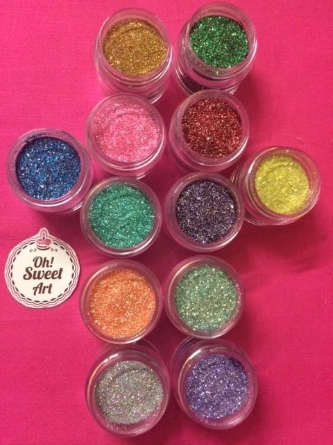Disco HOLOGRAM SET 12 COLORS Cake (5 GRAMS EACH) fondant glitter decorating dust - Image 2 of 3