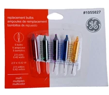 2.5 volt GE Christmas Light Bulbs Multi Color Mini for 50 100 150 String Icicle
