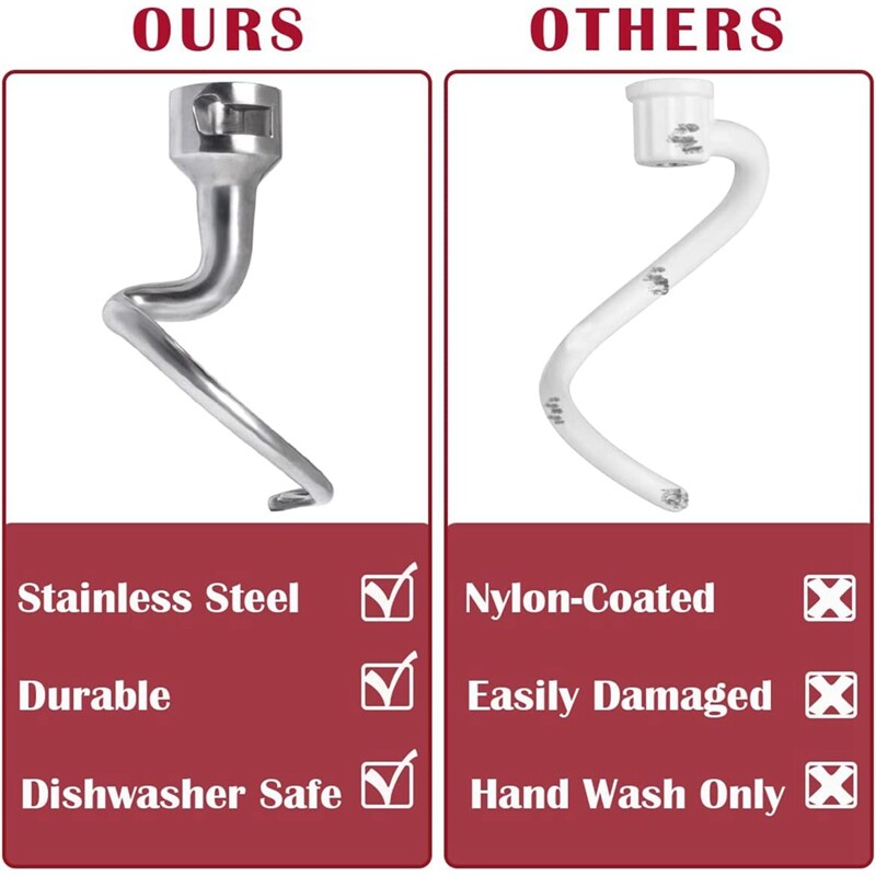 Spiral Dough Hook Dough Hook for 4.55 Quart TiltHead Stand Mixer
