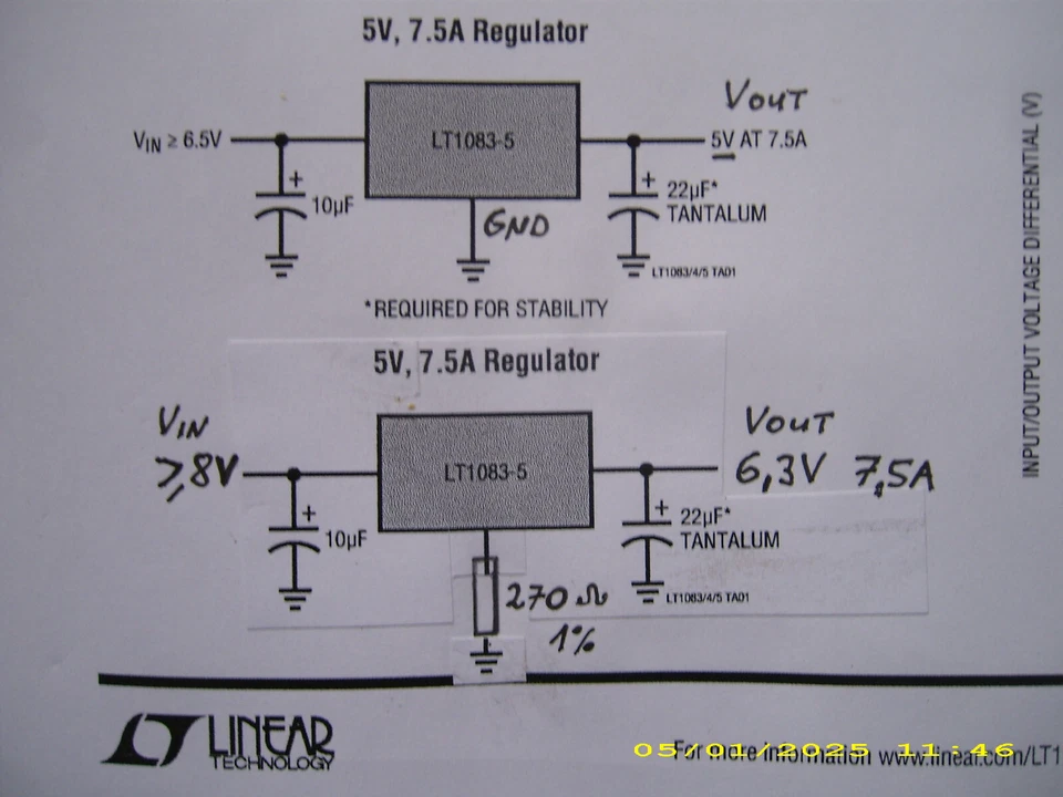 LT1083CP-5  Original LINEAR TO-3P , 5V ( 6,3V Tube ) Regler 7,5A , Neu / NOS ! - Bild 3 von 4