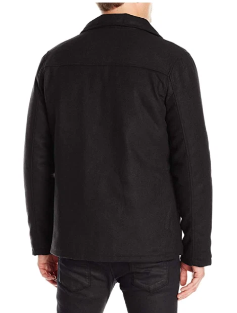 Brave Soul Carlos Black Double Breasted Pea Coat Medium TD022 FF 05 - Image 2 of 3