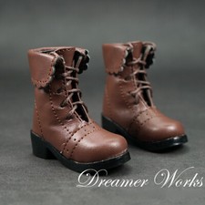 1/4 1/3 BJD Doll Shoes Retro Short Boots Folding Shoes Top Lace-up Matte Brown
