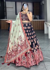 Latest Art Silk Black Lehenga Choli With Beautiful Dupatta For Reception Wear