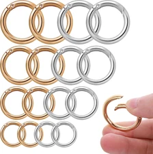 16 Pcs O Ring Clip Spring O Ring Clasp round Mini Carabiner for Bag Purse Handba