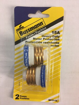 Bussmann / Buss BP/T-15 ~ 15 Amp Type T Time-Delay Dual-Element Edison Base Fuse