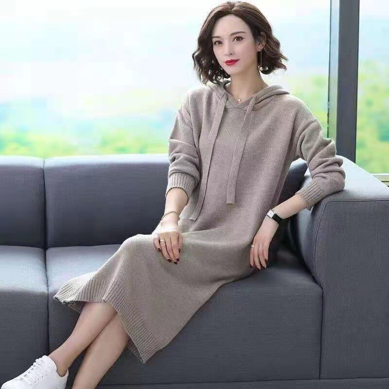 Womens Over Knee Hoodie Pullover Knitted Loose Sweatshirt Dress Korean  Fashion | eBay