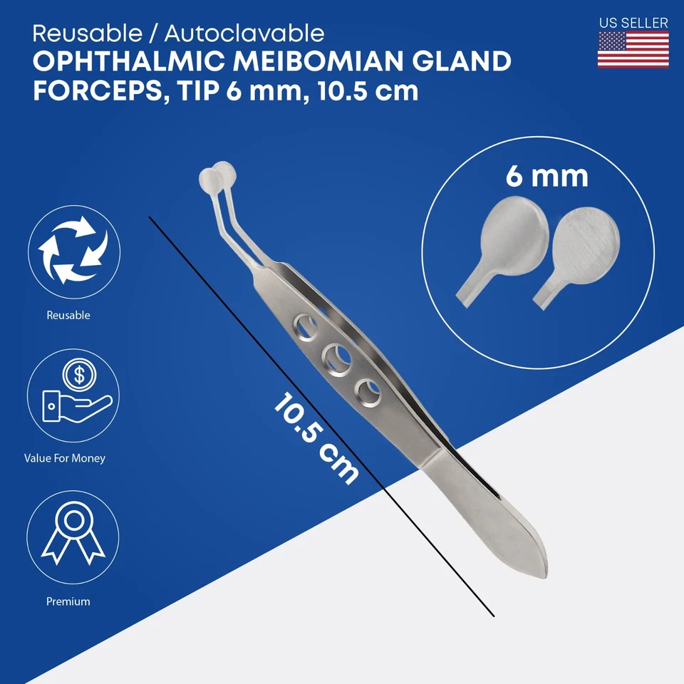 Juego de pinzas expresoras de glándula de Meibomio Kit de pinzas para párpados Herramientas oftálmicas 6 piezas Foto 2 de 4