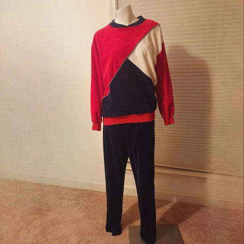 Vintage Velour Tracksuit Velvet Grandpa Sweater and Pants Set Mens Size M Unisex - Picture 2 of 8