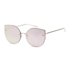Rimless Cat Eye Sunglasses Women Fashion Mirrored Lens Pink Gold Lentes Gafas