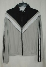 Pink Victorias Secret Grey/Multi Logo Sleeve F Zip Windbreaker Jacket-Size M/L