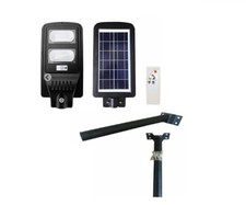 Faro led lampione stradale 60w pannello solare crepuscolare + telecomando + PALO