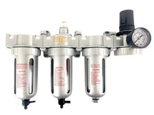 3/8" Mid Flow Inline Compressed Air Filter Clean system 4 Stage Manual Drain