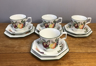 4x Johnson Brothers frisches Obst - Teetassen, Tee-/Beilagenteller und Untertassen sehr guter Zustand