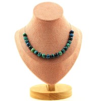 Steine Und Mineralien. Halskette 20 Perlen Blaues Tigerauge 8 Mm. Kette In