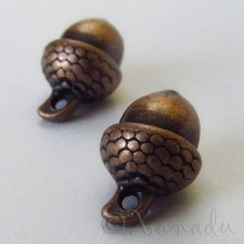 Acorn Charm 15mm Antiqued Copper Autumn Pendants C2480 - 10, 20 Or 50PCs