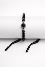 Black Evil Eye Adjustable Beaded Bracelet