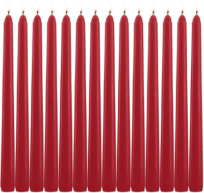 14 Pack Tall Red Taper Candles - 10 Inch Red Dripless, Unscented Dinner Candle -