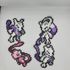 Legendary Mew Mewtwo Perler Bead Keychain Magnet - Retro Pokemon
