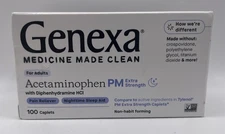 Genexa Adult Extra Strength Acetaminophen PM Pain Reliever 100 Caplets.EXP :1/26