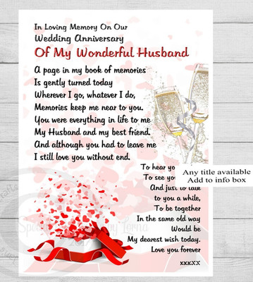 Husband In Heaven Memorial Card Funeral Graveside Poem & Ground Stake - View #8