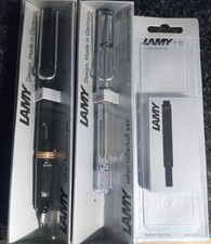 BNIB LAMY Safari Fountain Pen Black, Rollerball Pen Clear &T10 Refill Ink Black 