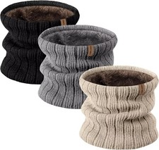 Winter Neck Gaiter for Men   3 Pack Ski Neck Warmer, Fleece Face Mask Cover, C