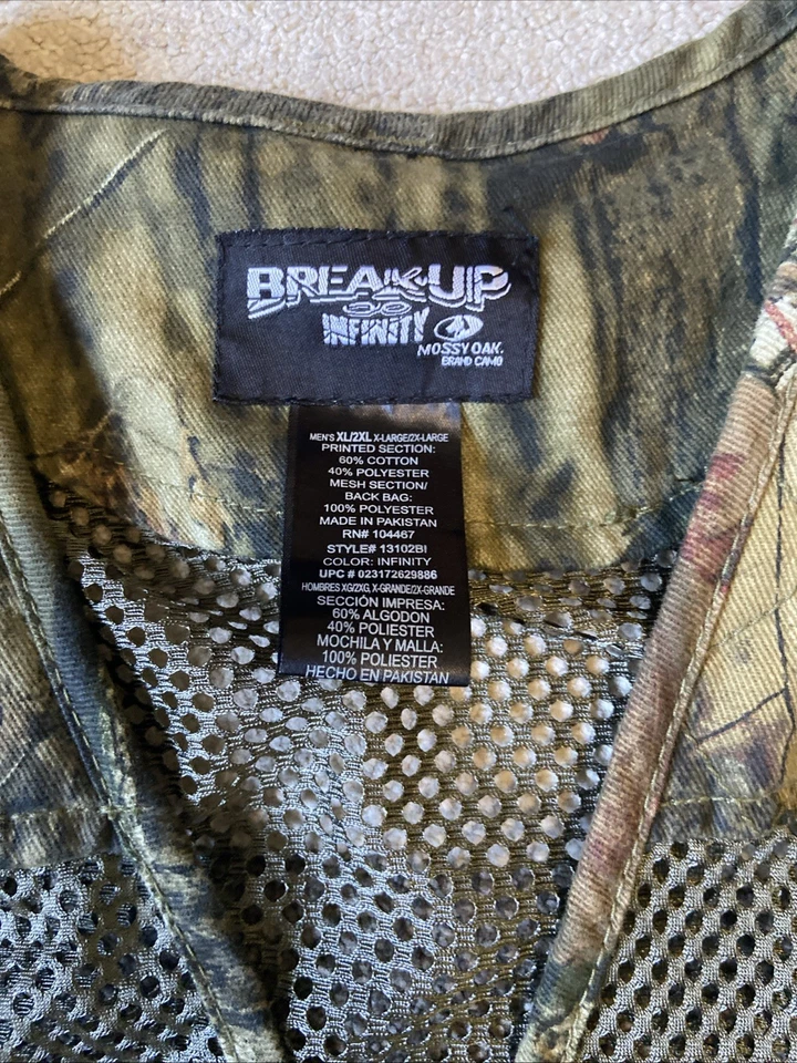 Mossy Oak Break-Up Infinity Vest Mens XL/2XL Camo Mesh Shooting Outdoor - Image 4 of 4