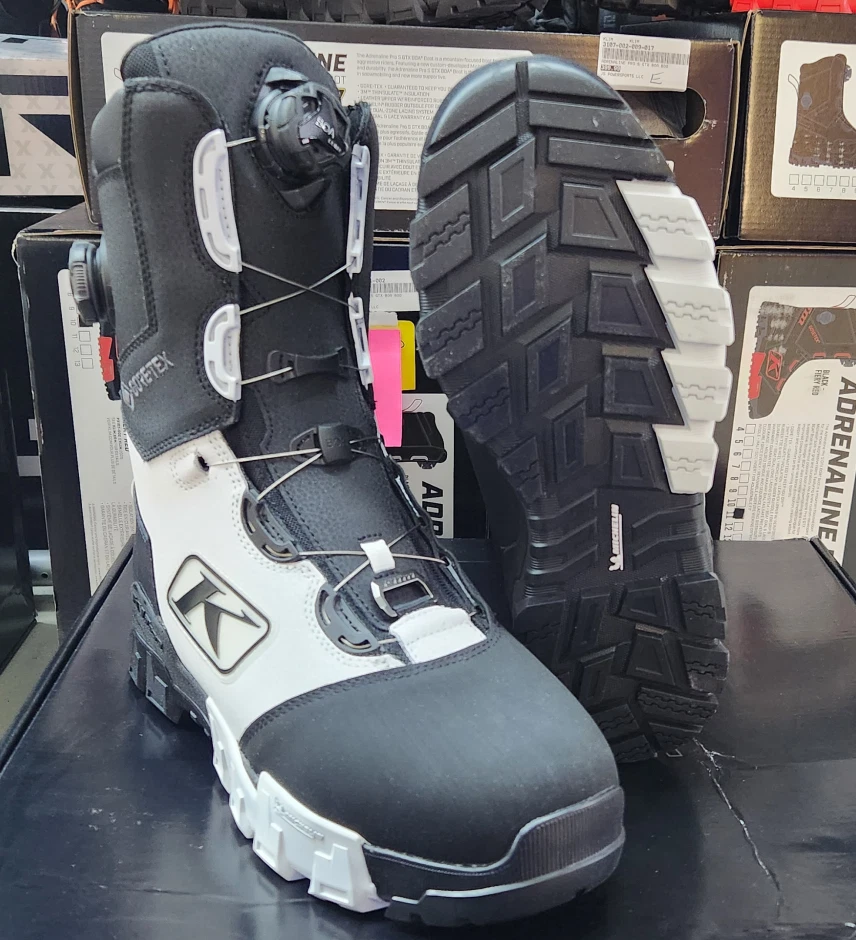 BOTAS DE MOTO DE NIEVE KLIM "ADRENALINE PRO S GTX" DUAL BOA NEGRAS/BLANCAS PARA HOMBRE EE. UU. 11 Foto 2 de 4