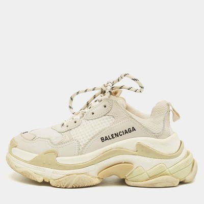 靴 BALENCIAGA Triple S 35 Balenciaga Triple S Size 35 White Leather and Mesh Low Top