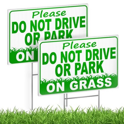 2-Pack Do Not Drive or Park on Grass Yard Sign, Keep Off Grass Sign 12×8 Do