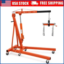 2 Ton Folding Engine Hoist with Lever Cherry Picker Shop Crane Hoist Lift 4400lb