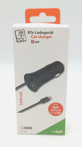 Iphone Usb Kfz-LadegeräT Lkw - Ladeadapter Apple 8Pin 12V/24V 2,4A, Schwarz +Usb-image