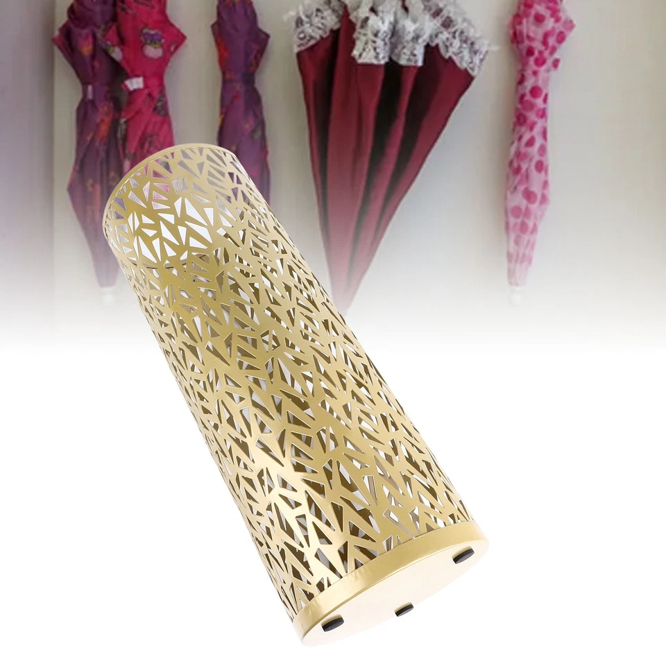 Umbrella Stand Rack For Entryway Metal Hollowed Freestanding Round Umbrella - Image 4 of 4