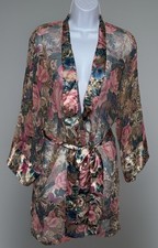 VTG Victoria's Secret Womens Robe OS Gold Label Floral Sheer Kimono Romantic